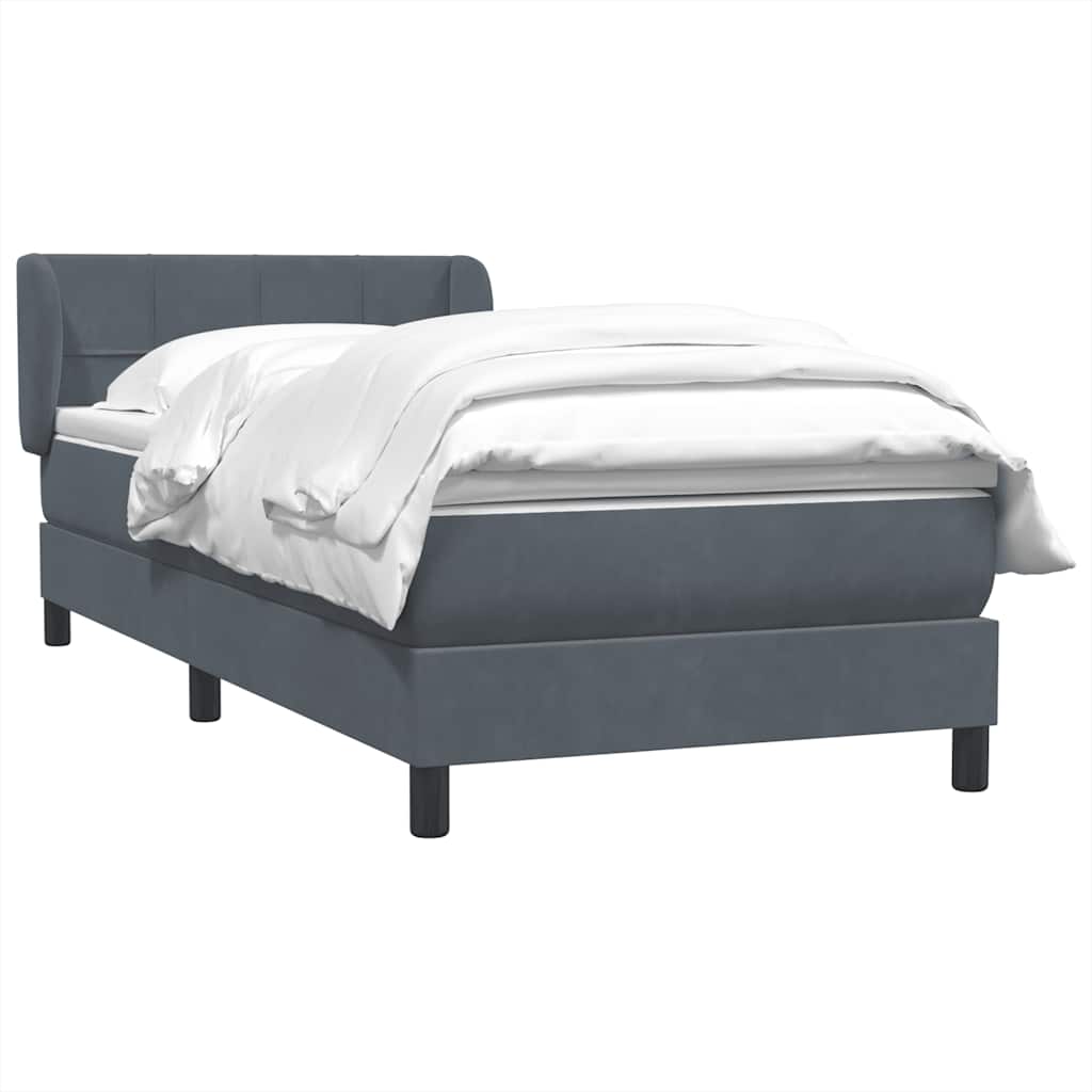 Boxspring met matras fluweel donkergrijs 90x220 cm is nu te koop bij PeponiXL, paradijselijk wonen!