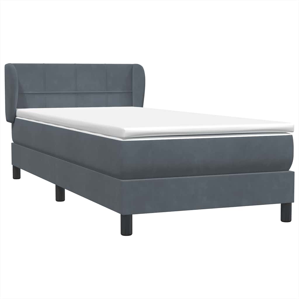 Boxspring met matras fluweel donkergrijs 90x220 cm is nu te koop bij PeponiXL, paradijselijk wonen!