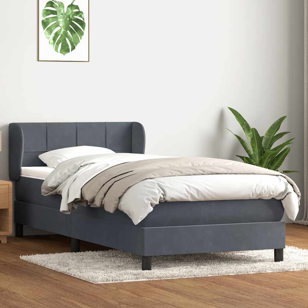 Boxspring met matras fluweel donkergrijs 90x220 cm is nu te koop bij PeponiXL, paradijselijk wonen!