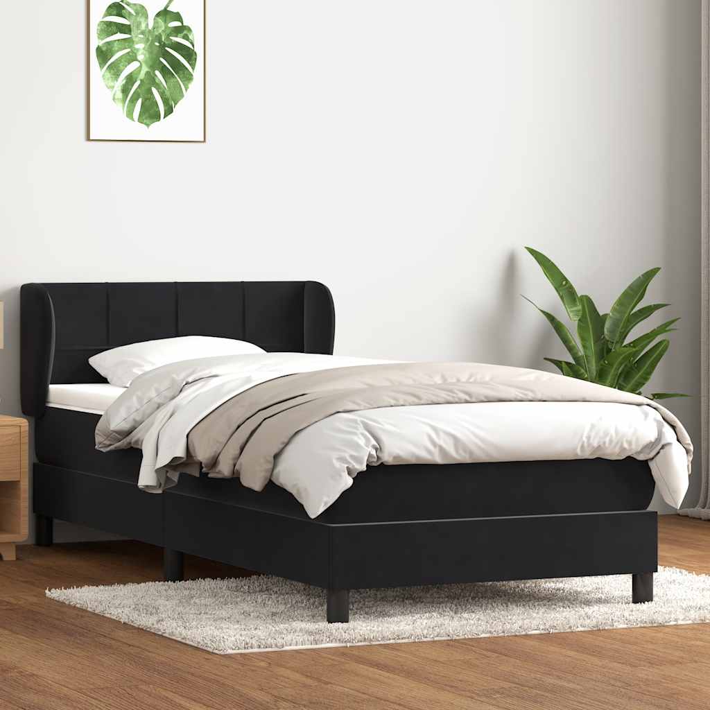 Boxspring met matras fluweel zwart 90x220 cm