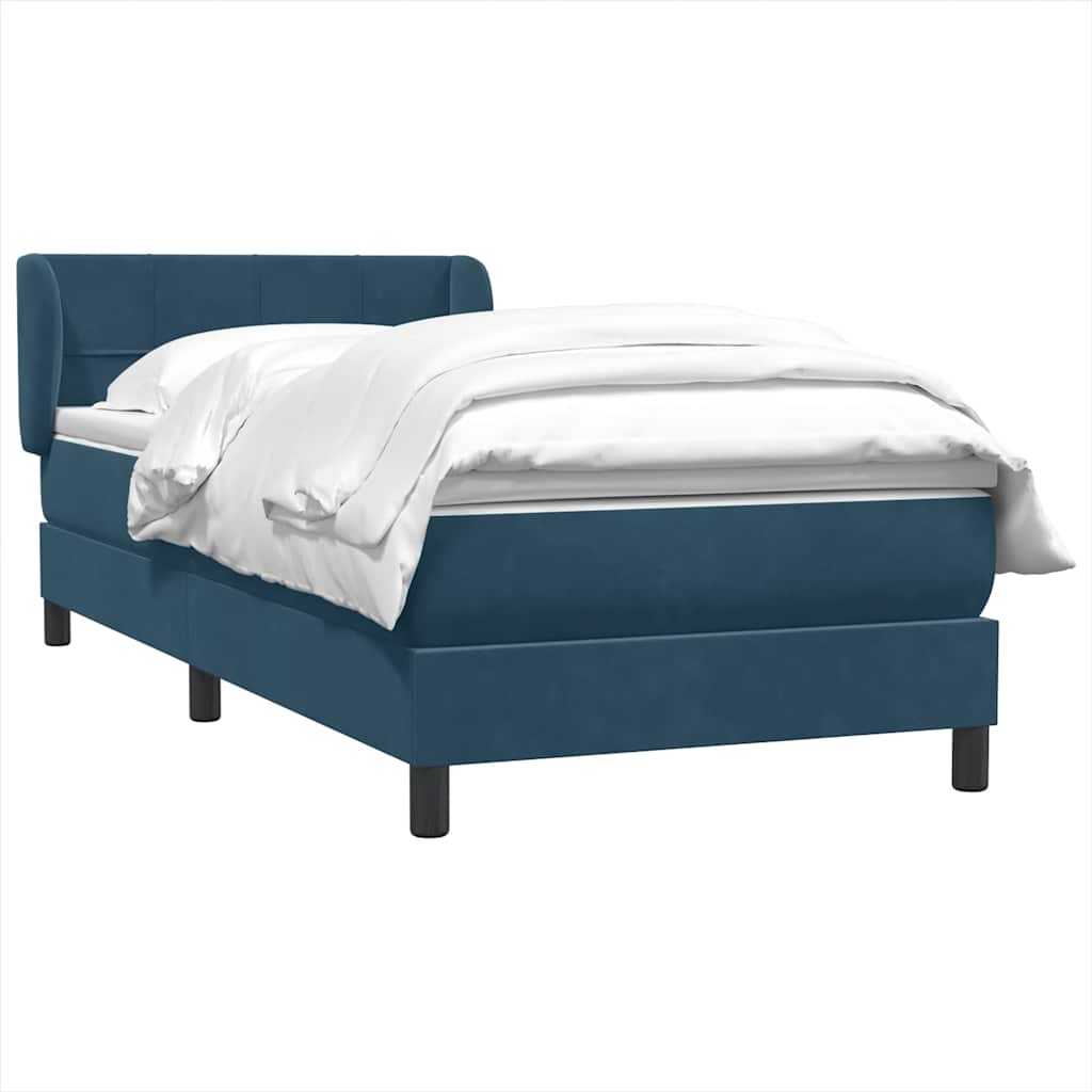 Boxspring met matras fluweel donkerblauw 90x220 cm