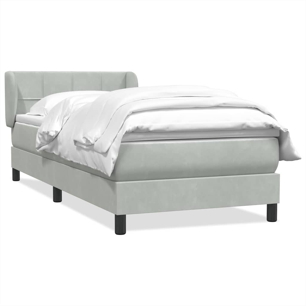 Boxspring met matras fluweel lichtgrijs 100x220 cm