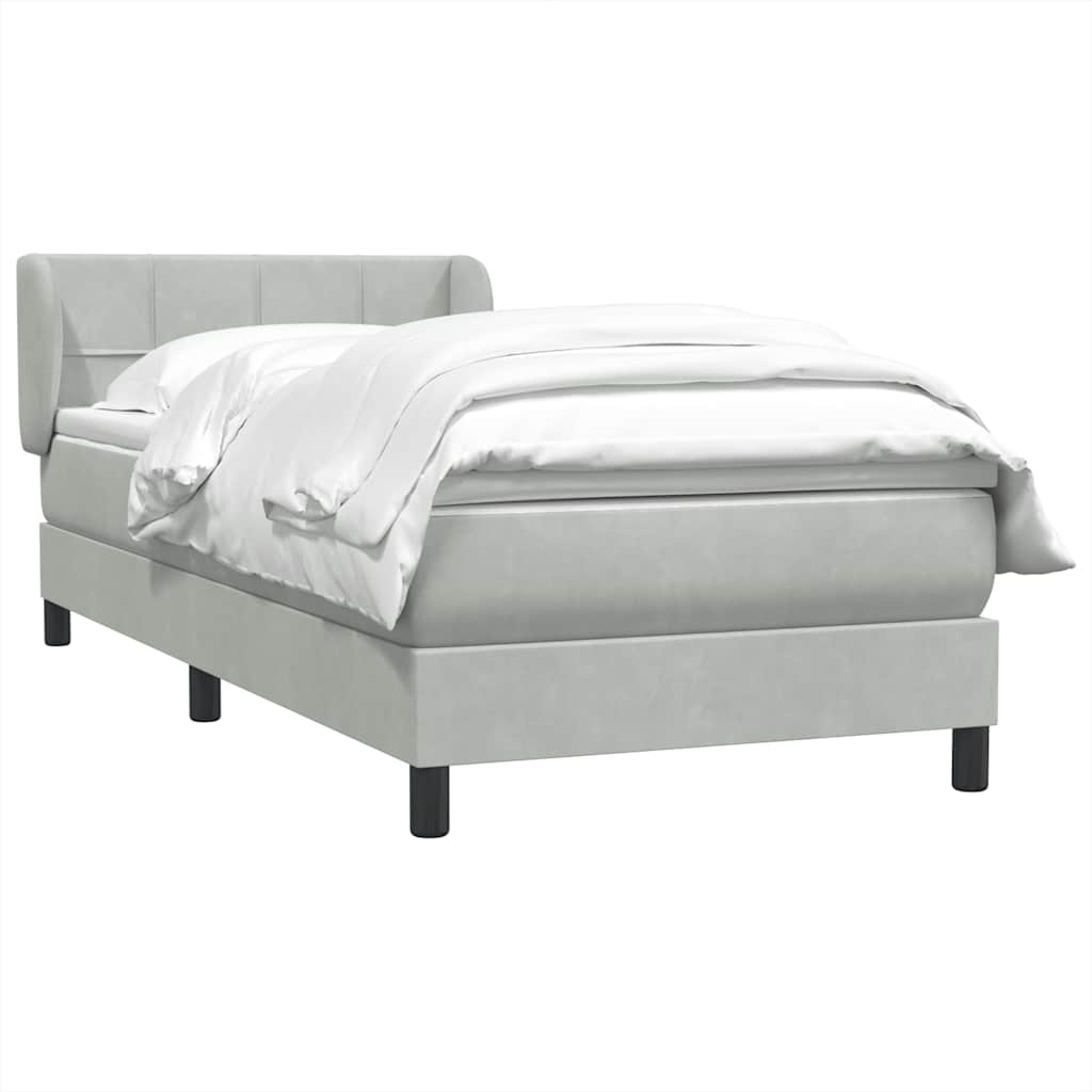Boxspring met matras fluweel lichtgrijs 100x220 cm