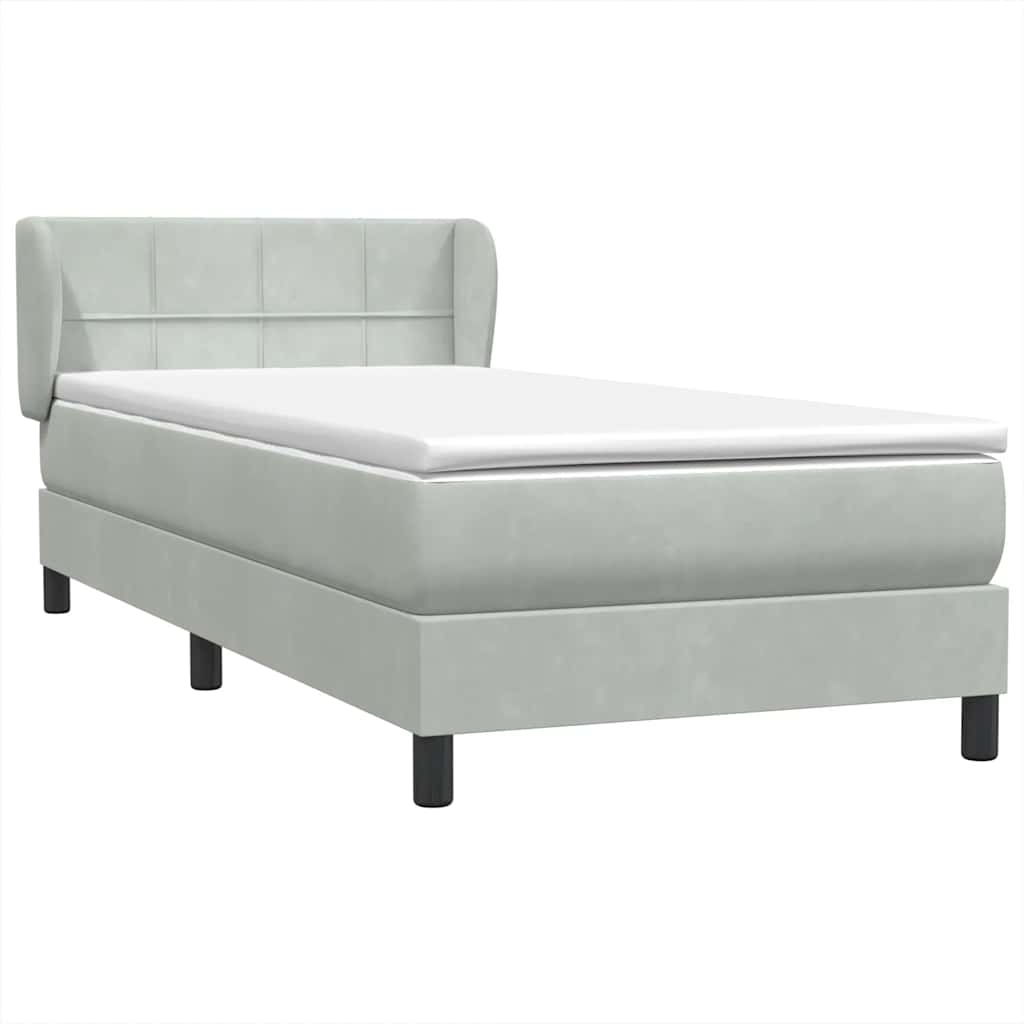 Boxspring met matras fluweel lichtgrijs 100x220 cm