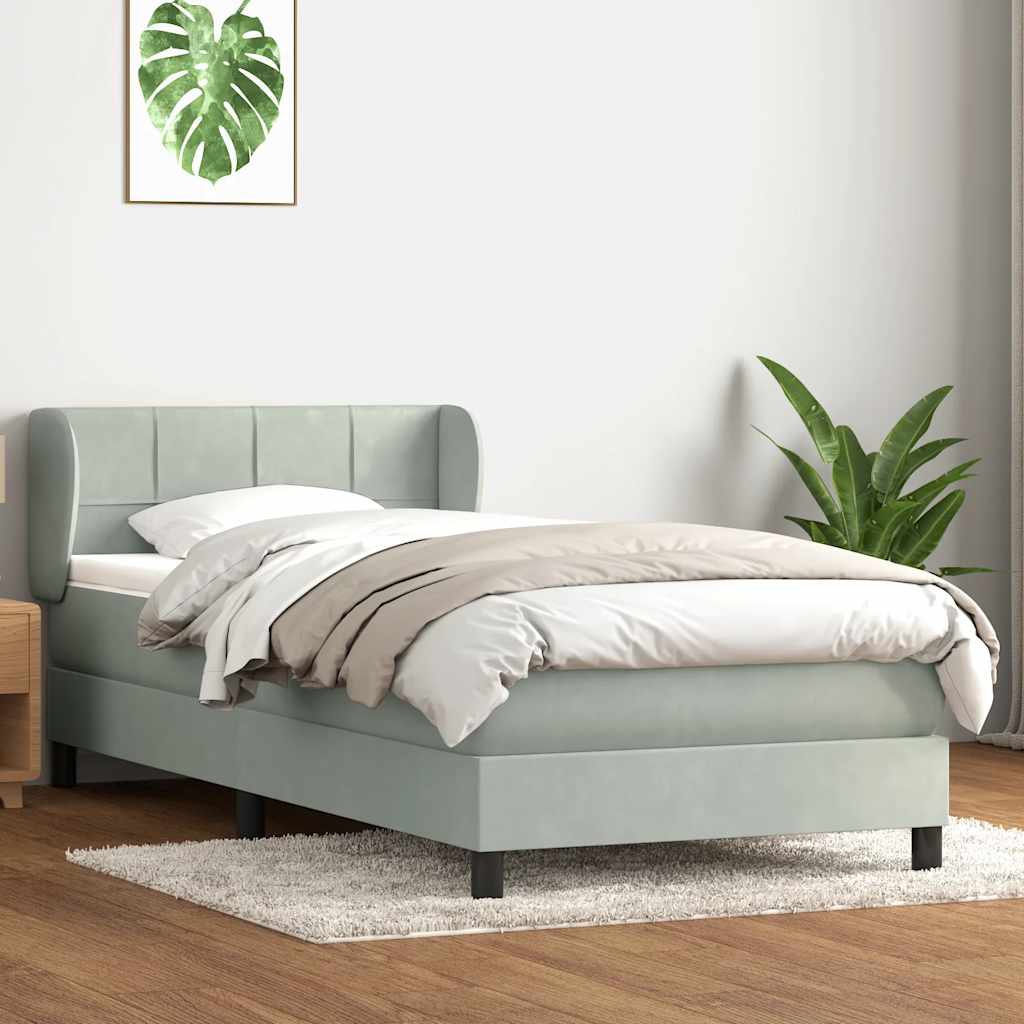 Boxspring met matras fluweel lichtgrijs 100x220 cm