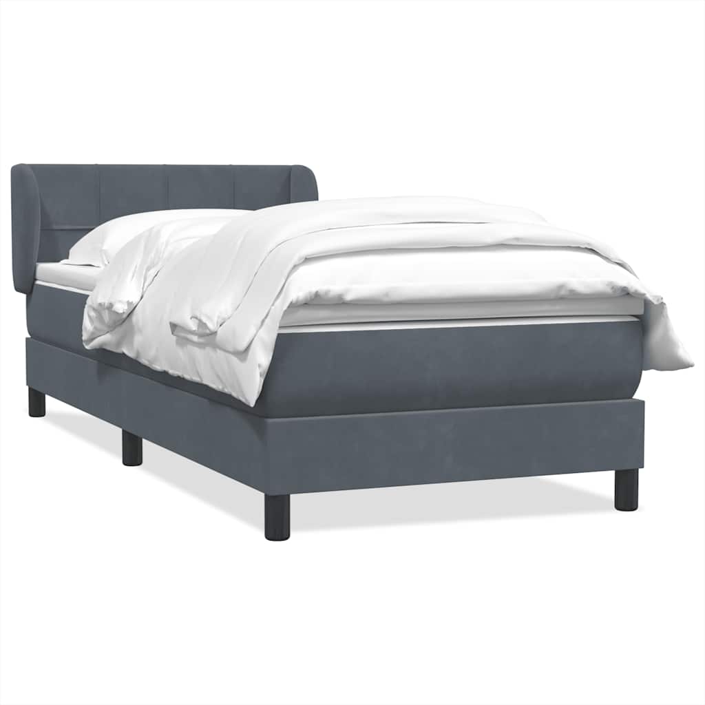 Boxspring met matras fluweel donkergrijs 100x220 cm