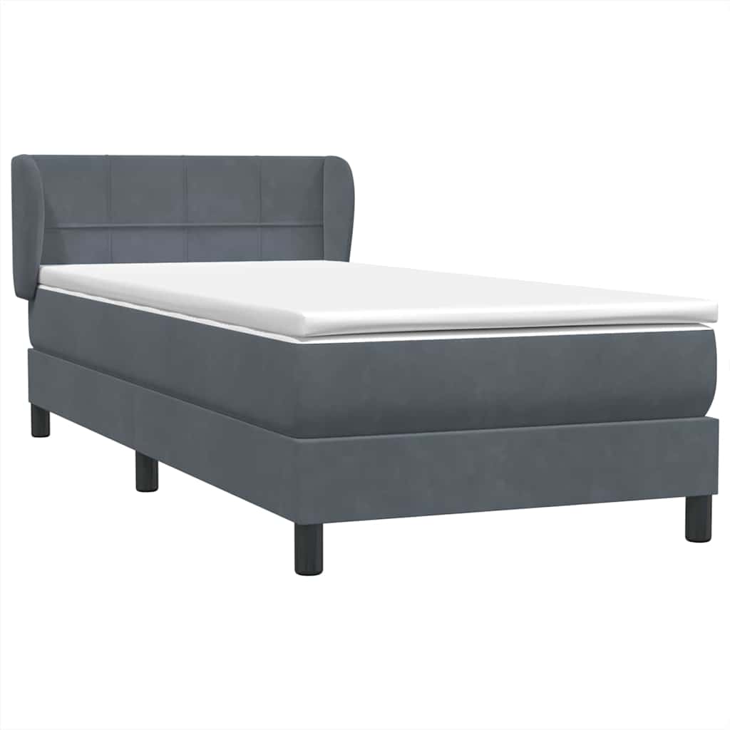 Boxspring met matras fluweel donkergrijs 100x220 cm