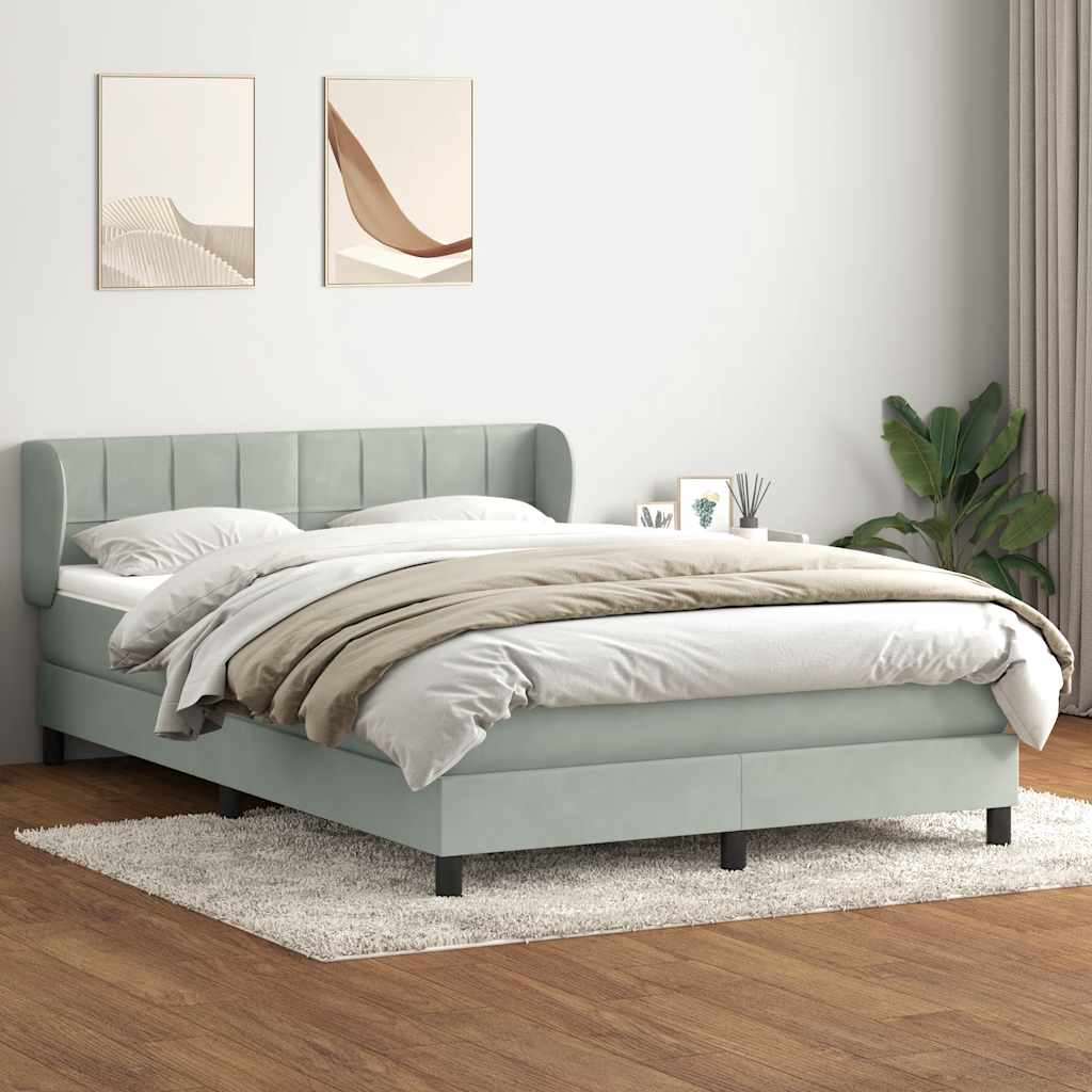 Boxspring met matras fluweel lichtgrijs 160x220 cm is nu te koop bij PeponiXL, paradijselijk wonen!