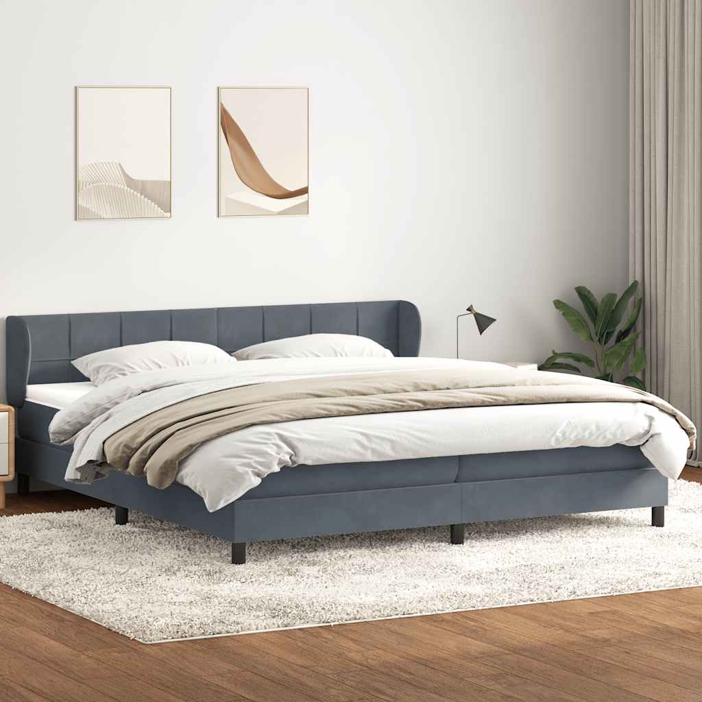 Boxspringbed met matrassen 180x220 cm fluweel donkergrijs is nu te koop bij PeponiXL, paradijselijk wonen!