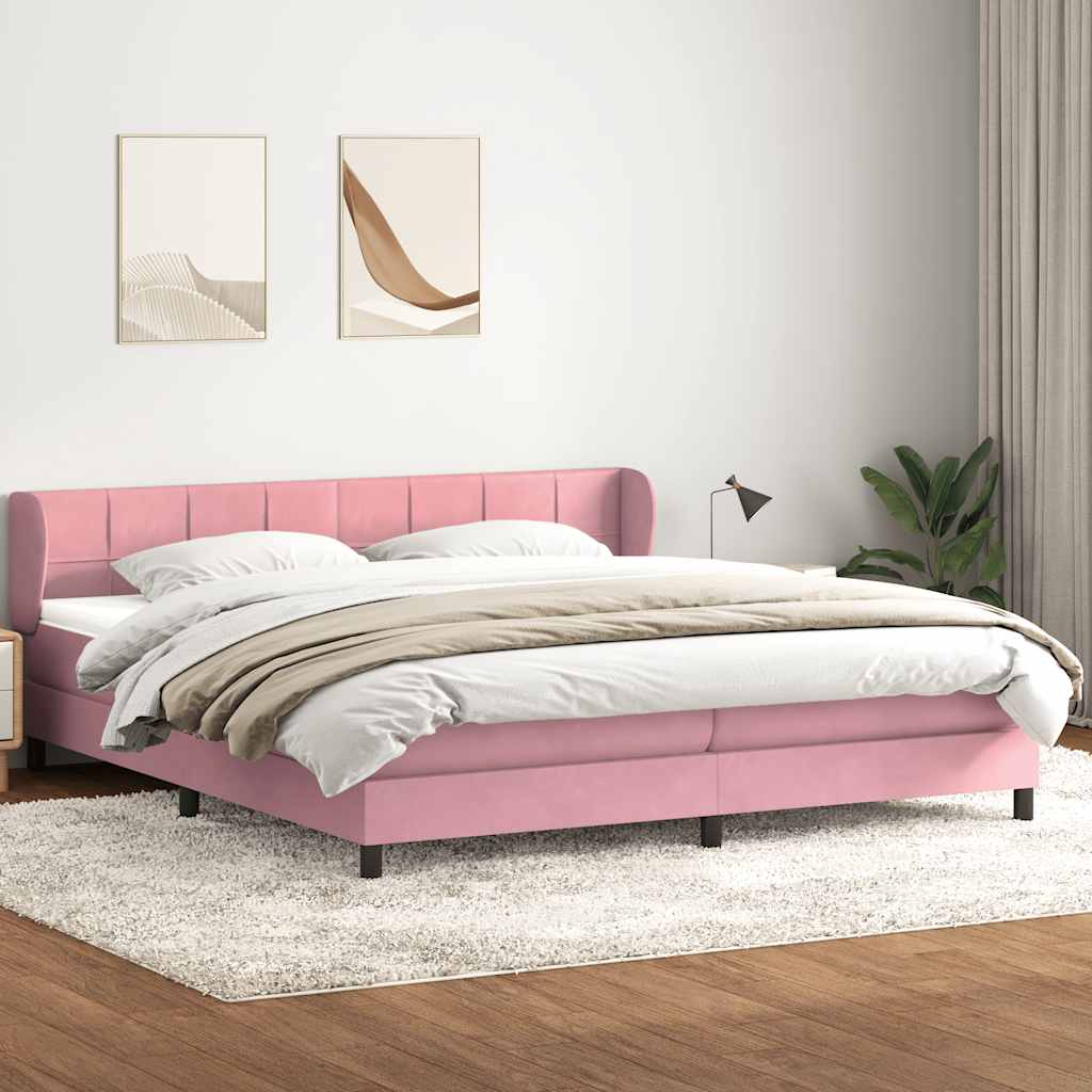 Boxspringbed met matrassen 200x220 cm fluweel roze