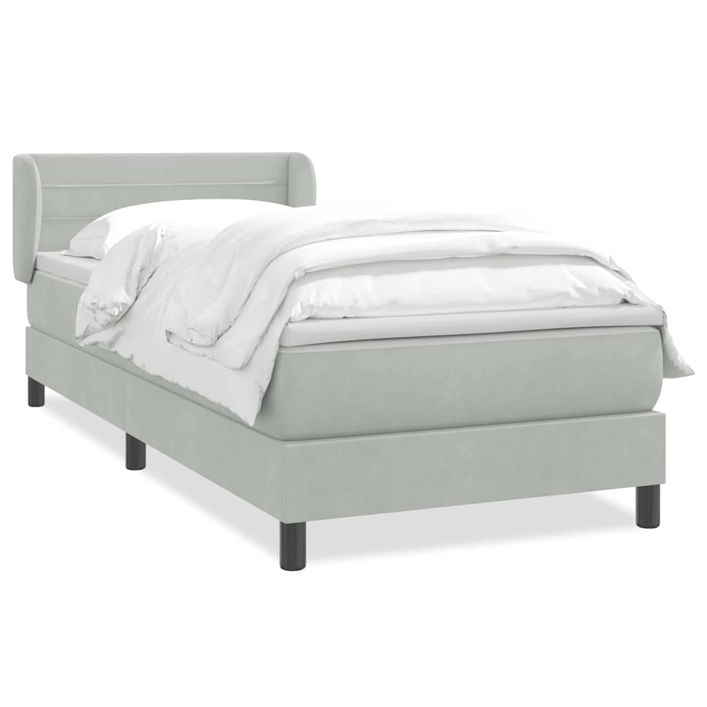Boxspring met matras fluweel lichtgrijs 90x210 cm is nu te koop bij PeponiXL, paradijselijk wonen!