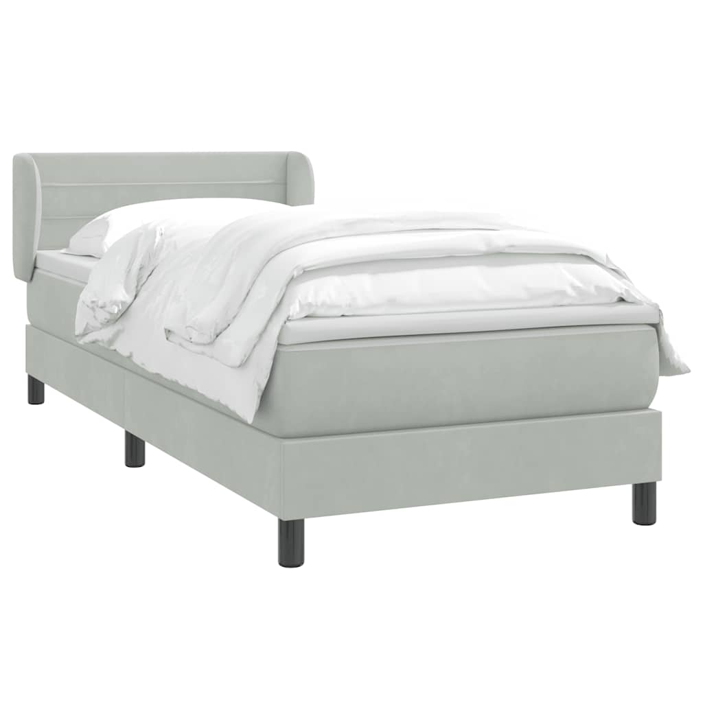 Boxspring met matras fluweel lichtgrijs 90x210 cm is nu te koop bij PeponiXL, paradijselijk wonen!