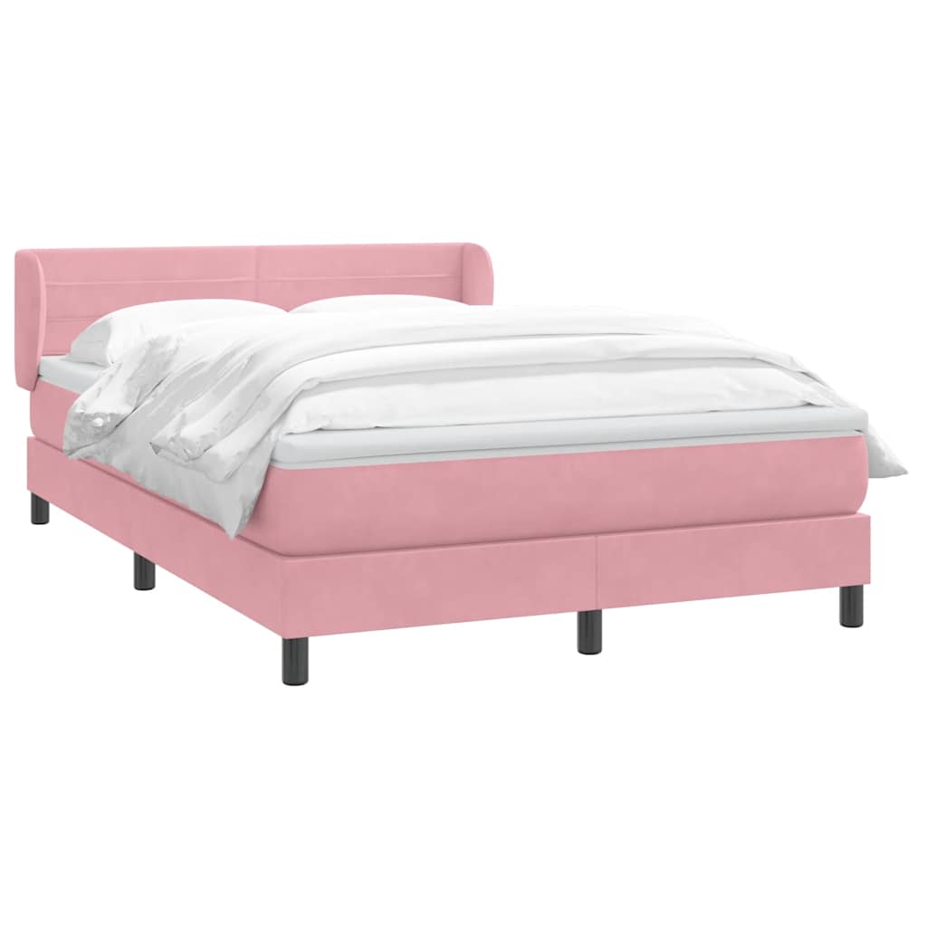Boxspring met matras fluweel roze 140x210 cm is nu te koop bij PeponiXL, paradijselijk wonen!