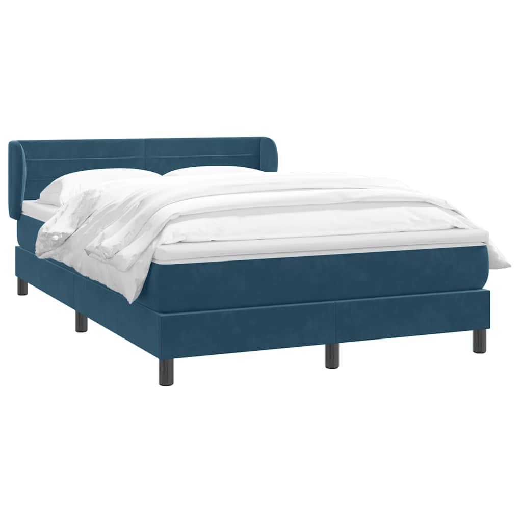Boxspring met matras fluweel donkerblauw 160x210 cm