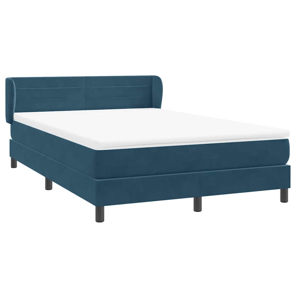 Boxspring met matras fluweel donkerblauw 160x210 cm