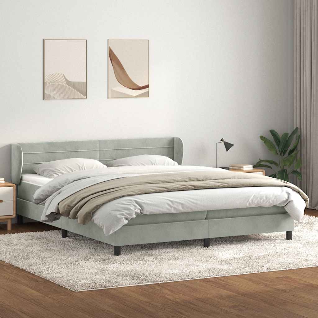 Boxspring met matrassen fluweel lichtgrijs 180x210 cm
