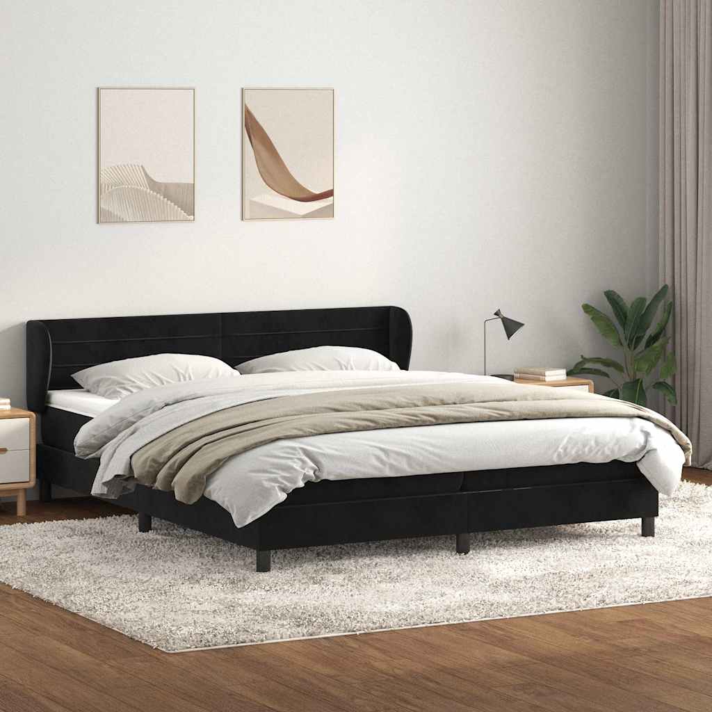 Boxspring met matrassen fluweel zwart 180x210 cm