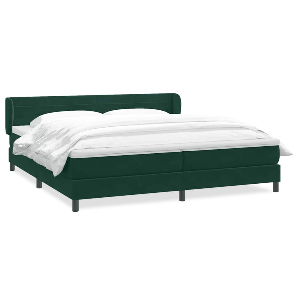 Boxspring met matrassen fluweel donkergroen 180x210 cm
