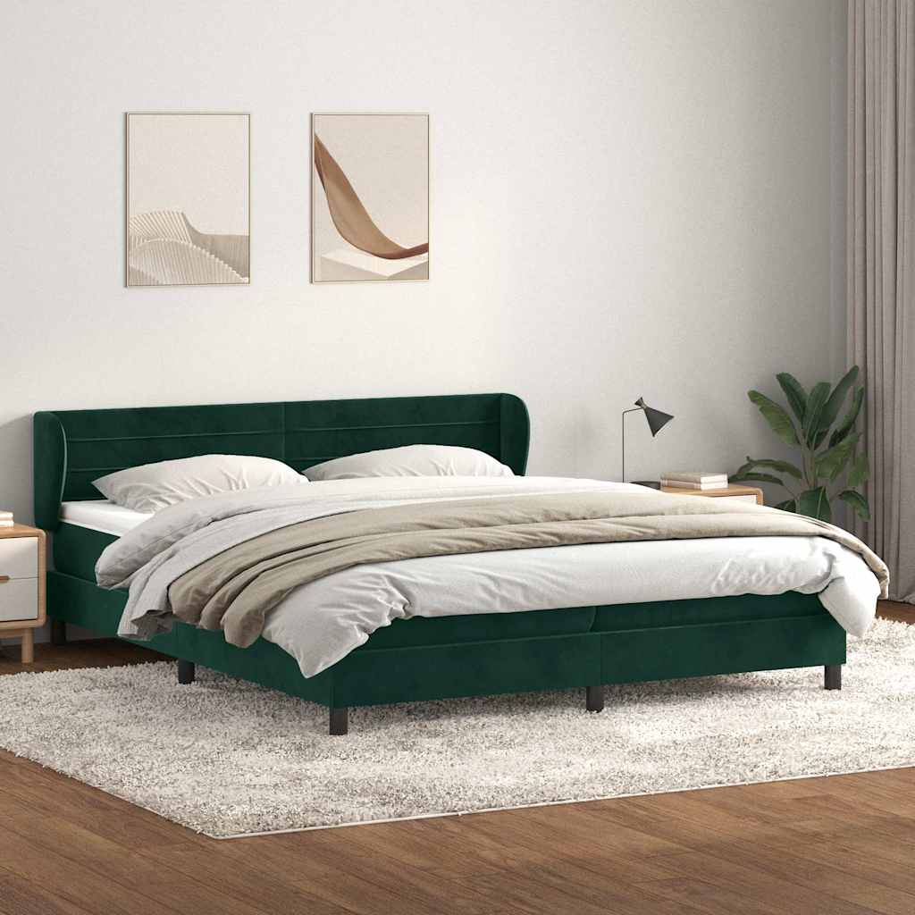 Boxspring met matrassen fluweel donkergroen 180x210 cm