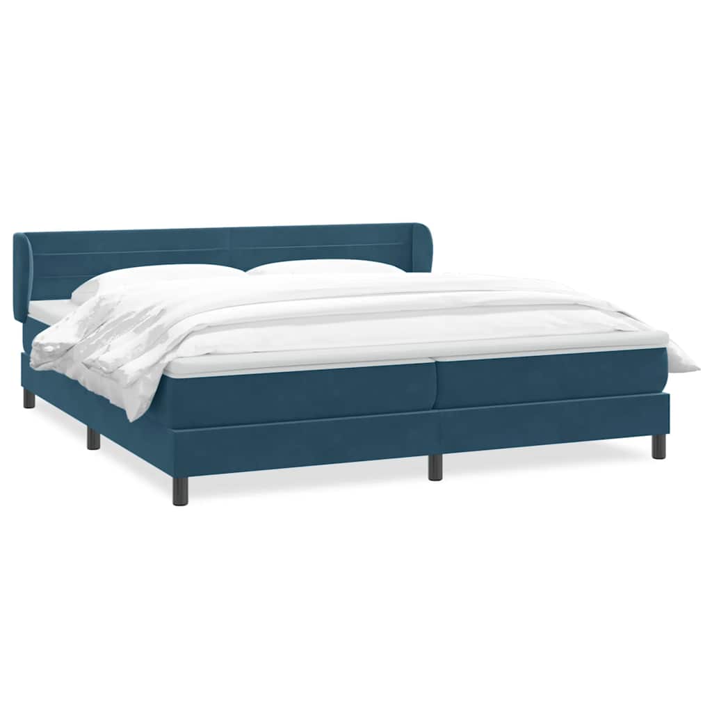 Boxspring met matrassen fluweel donkerblauw 180x210 cm