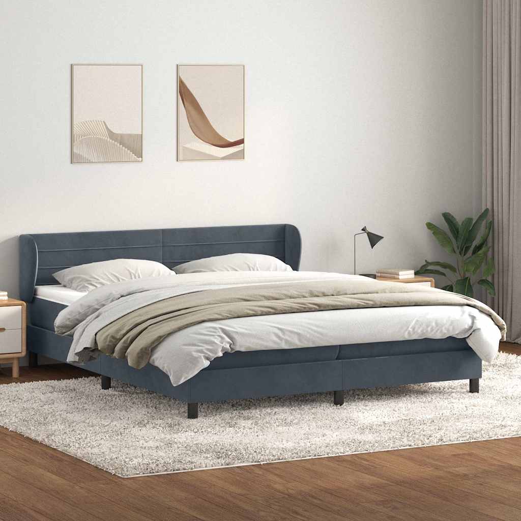 Boxspring met matrassen fluweel donkergrijs 200x210 cm