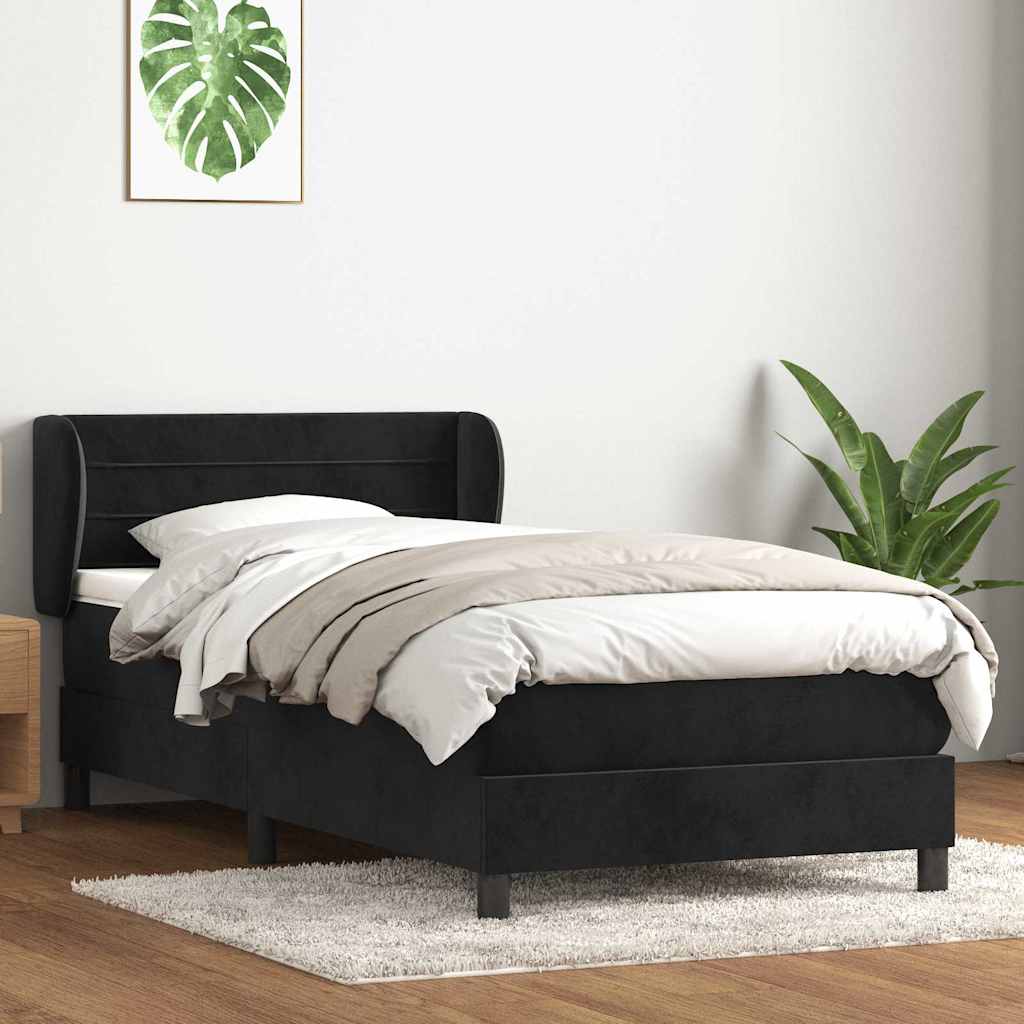 Boxspring met matras fluweel zwart 80x220 cm is nu te koop bij PeponiXL, paradijselijk wonen!
