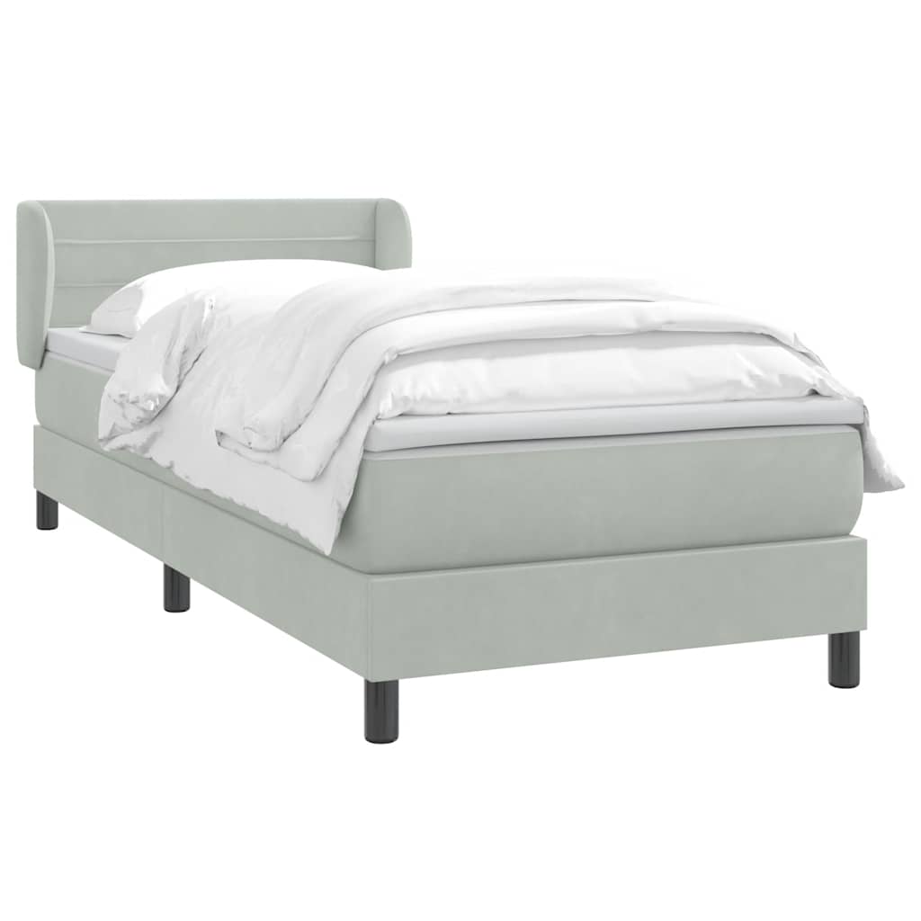 Boxspring met matras fluweel lichtgrijs 90x220 cm is nu te koop bij PeponiXL, paradijselijk wonen!