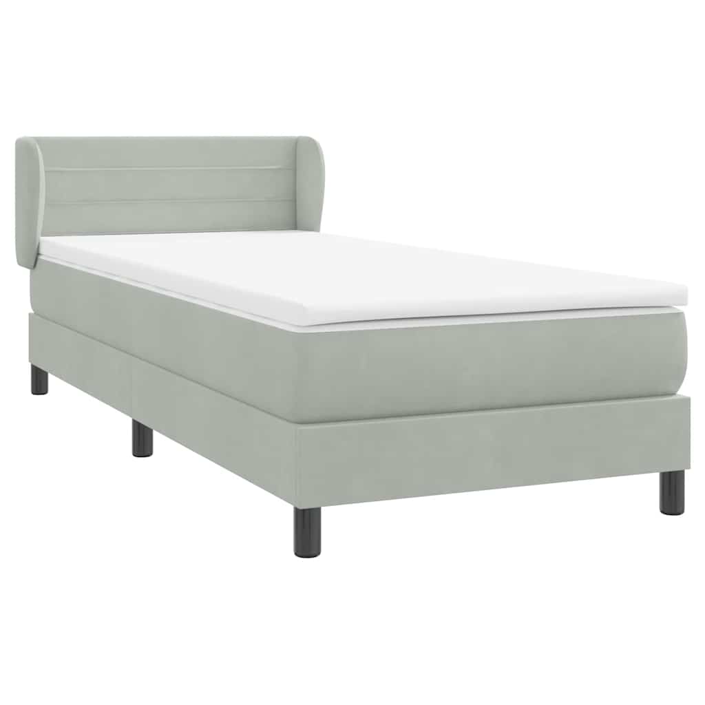 Boxspring met matras fluweel lichtgrijs 90x220 cm is nu te koop bij PeponiXL, paradijselijk wonen!