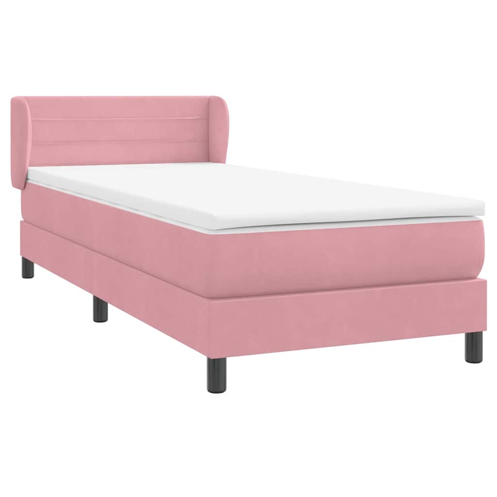 Boxspring met matras fluweel roze 90x220 cm is nu te koop bij PeponiXL, paradijselijk wonen!
