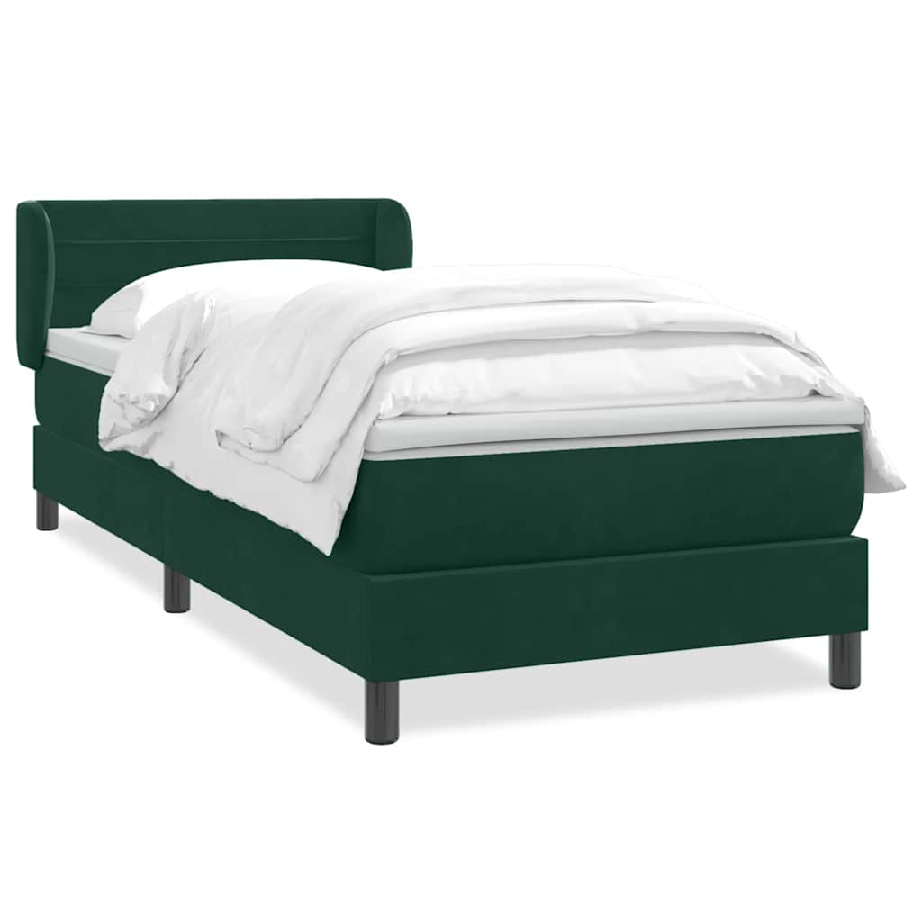 Boxspring met matras fluweel donkergroen 100x220 cm