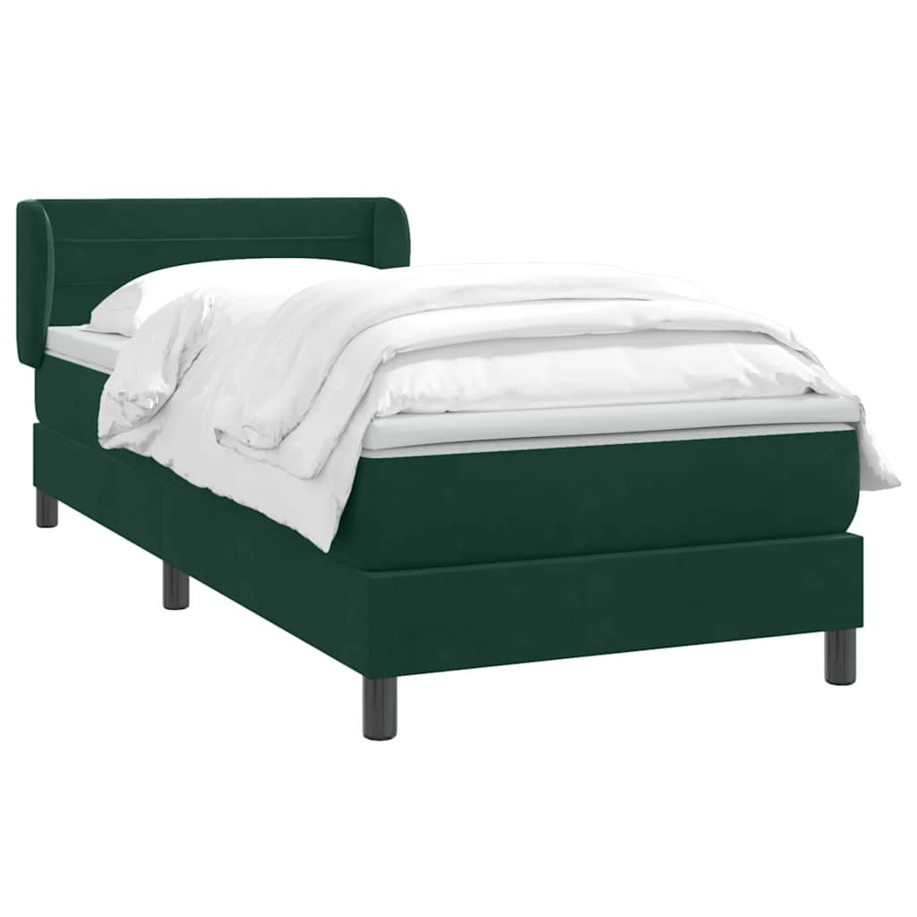 Boxspring met matras fluweel donkergroen 100x220 cm
