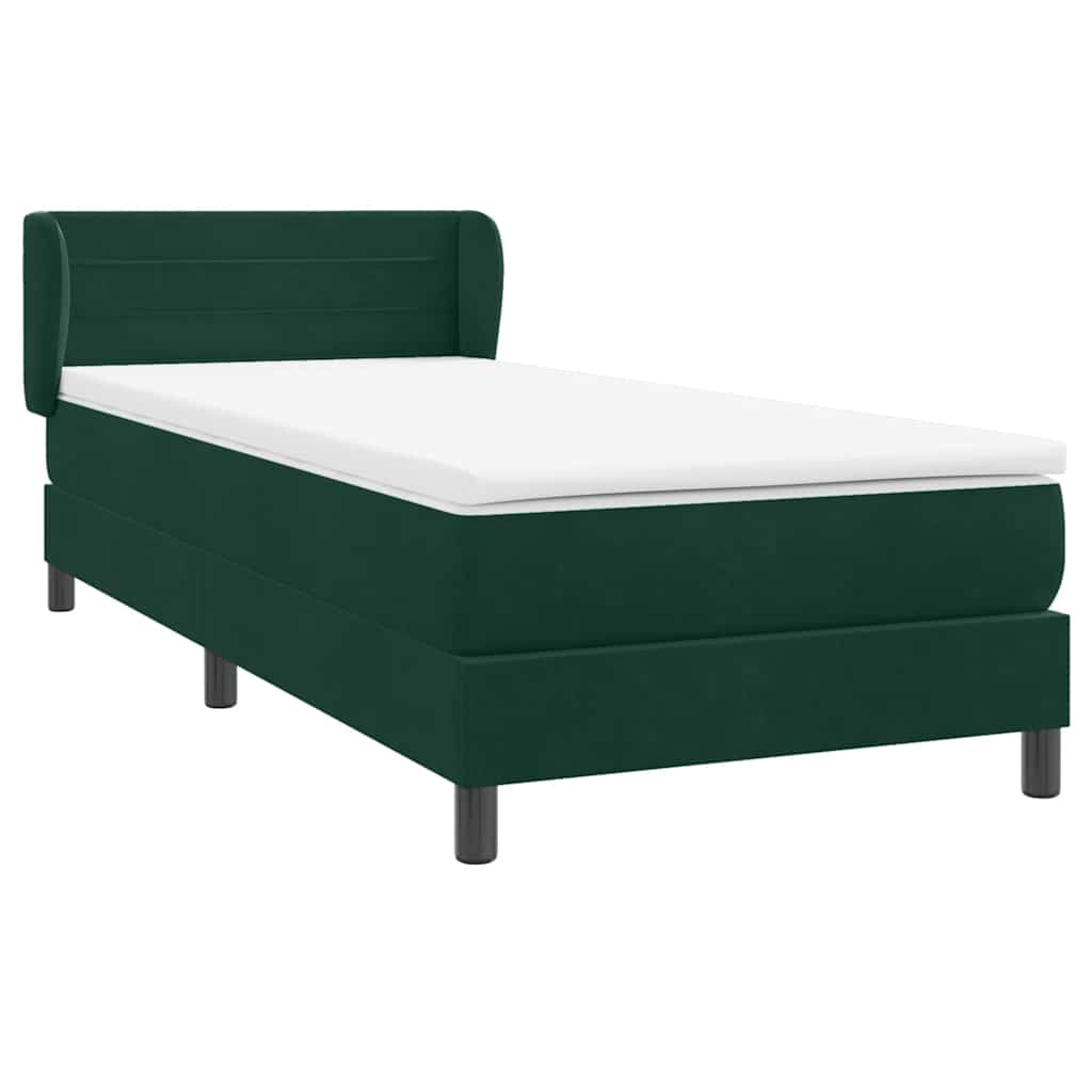 Boxspring met matras fluweel donkergroen 100x220 cm