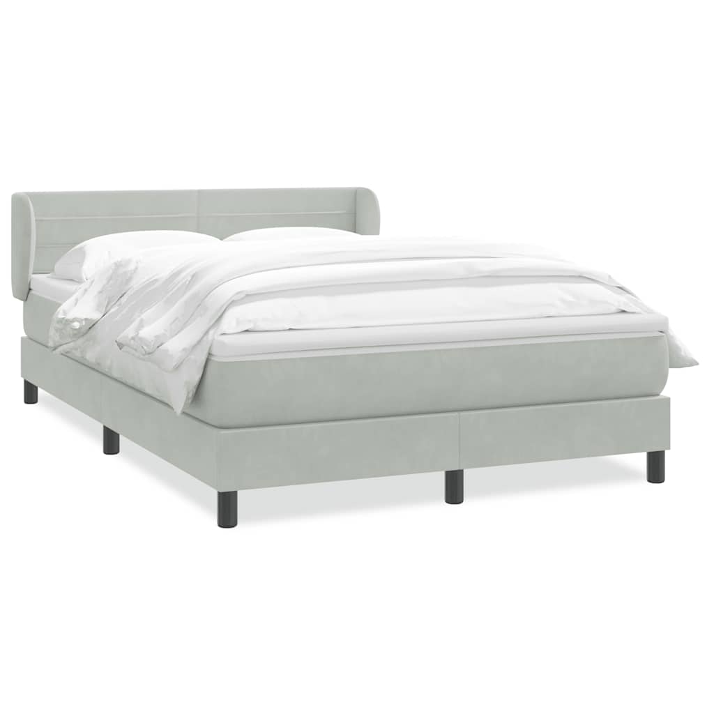 Boxspring met matras fluweel lichtgrijs 160x220 cm is nu te koop bij PeponiXL, paradijselijk wonen!