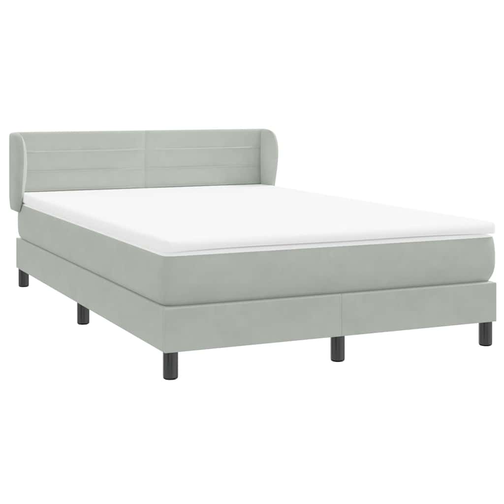 Boxspring met matras fluweel lichtgrijs 160x220 cm is nu te koop bij PeponiXL, paradijselijk wonen!