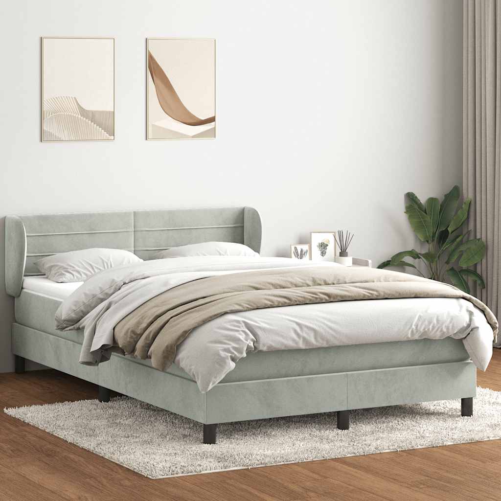 Boxspring met matras fluweel lichtgrijs 160x220 cm is nu te koop bij PeponiXL, paradijselijk wonen!