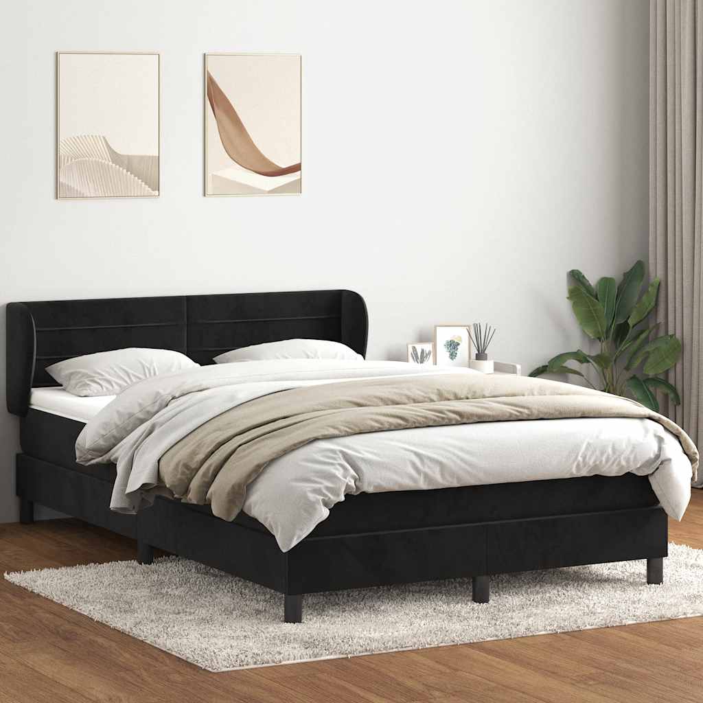 Boxspring met matras fluweel zwart 160x220 cm
