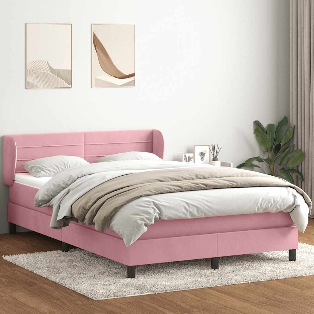 Boxspring met matras fluweel roze 160x220 cm