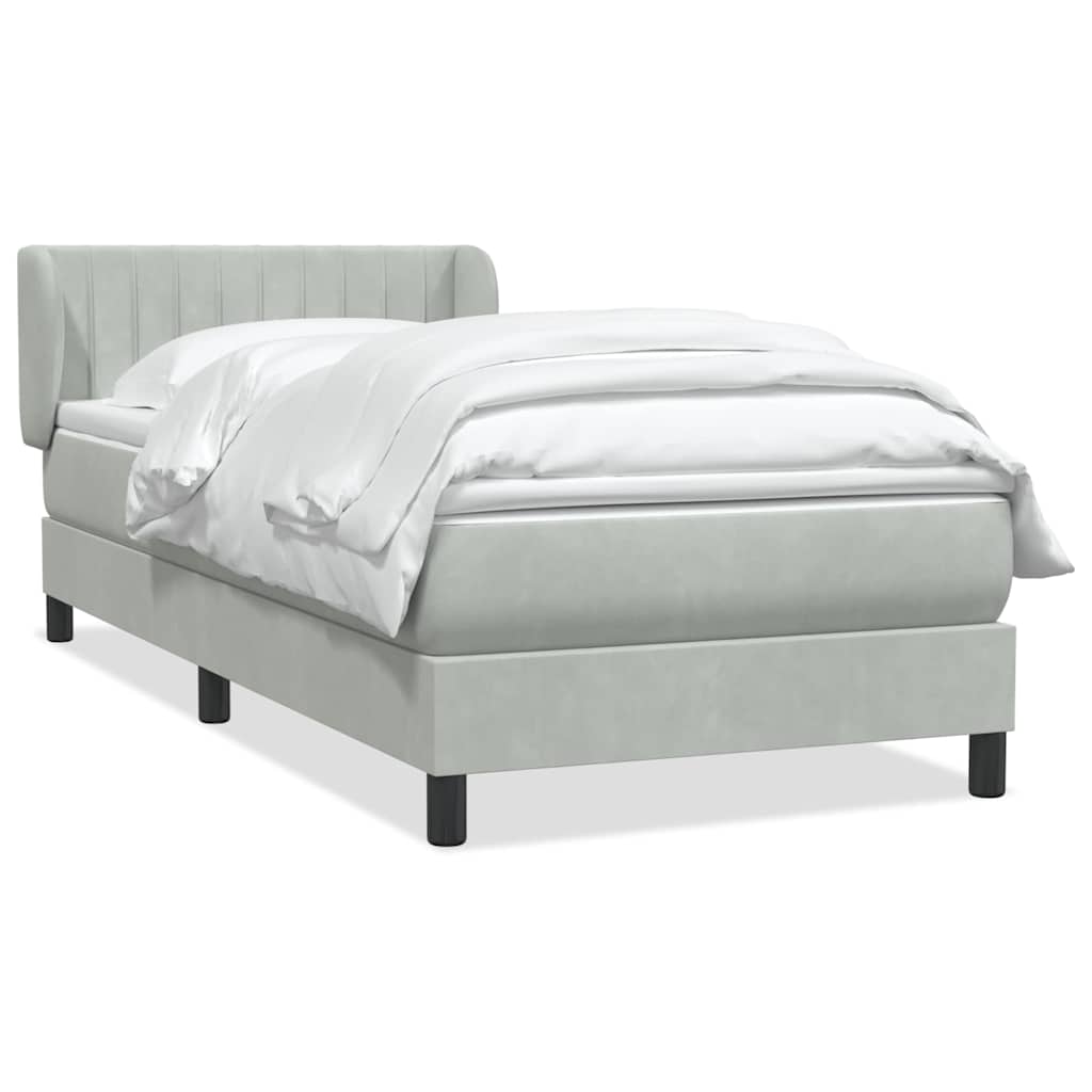 Boxspring met matras fluweel lichtgrijs 90x210 cm is nu te koop bij PeponiXL, paradijselijk wonen!