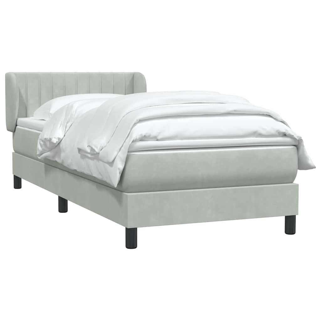 Boxspring met matras fluweel lichtgrijs 90x210 cm is nu te koop bij PeponiXL, paradijselijk wonen!