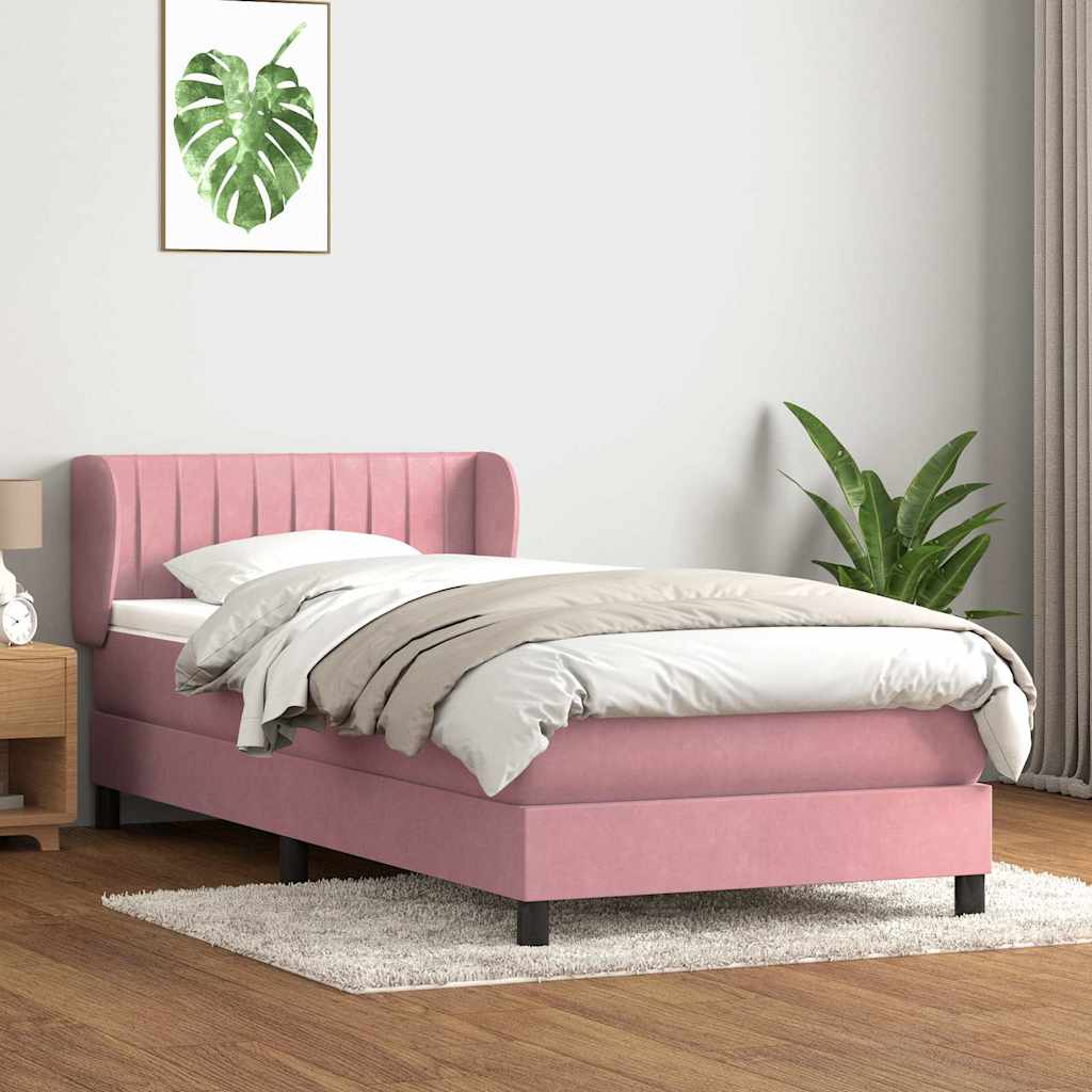 Boxspring met matras fluweel roze 90x210 cm is nu te koop bij PeponiXL, paradijselijk wonen!