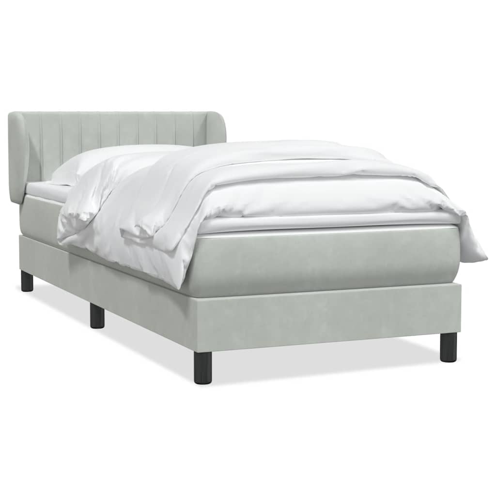 Boxspring met matras fluweel lichtgrijs 100x210 cm