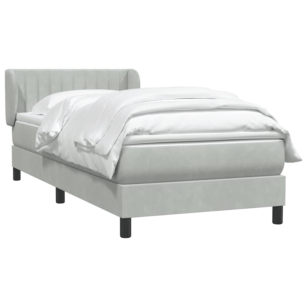 Boxspring met matras fluweel lichtgrijs 100x210 cm