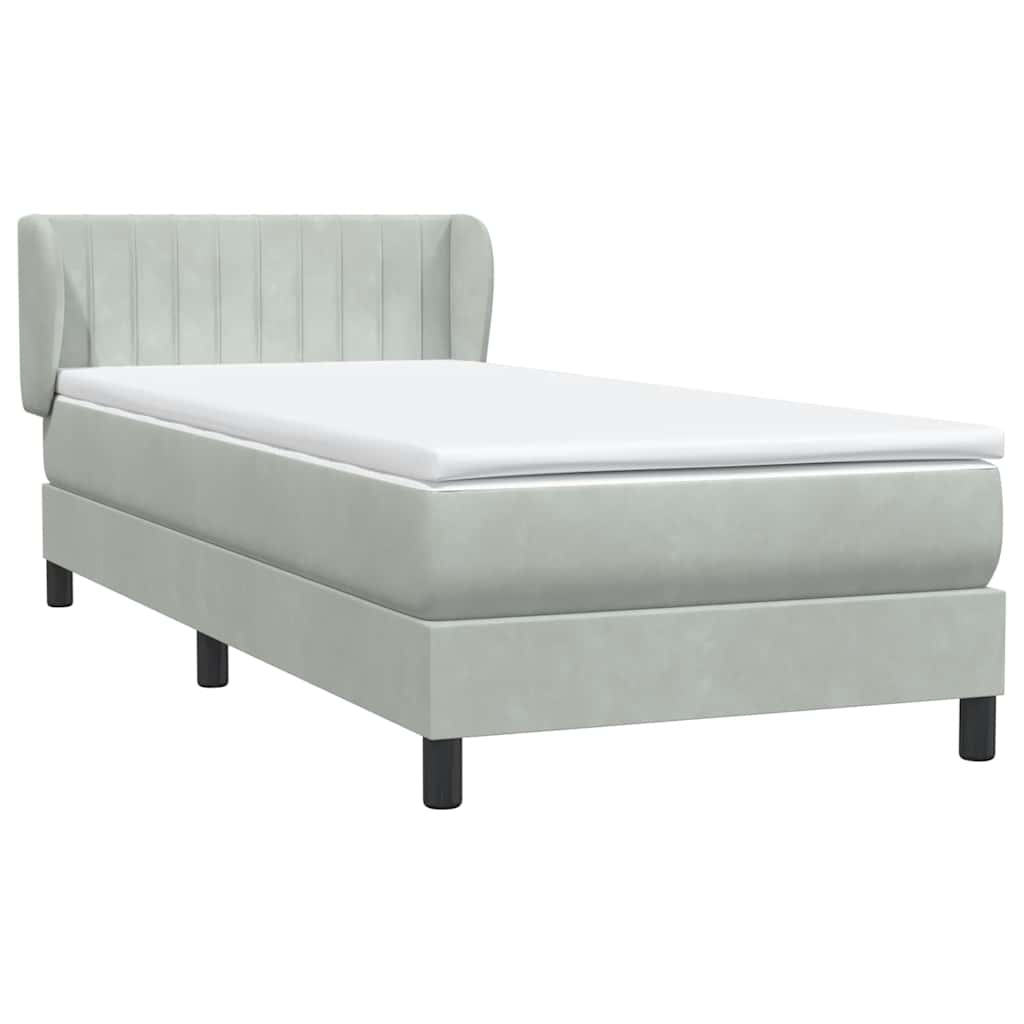 Boxspring met matras fluweel lichtgrijs 100x210 cm