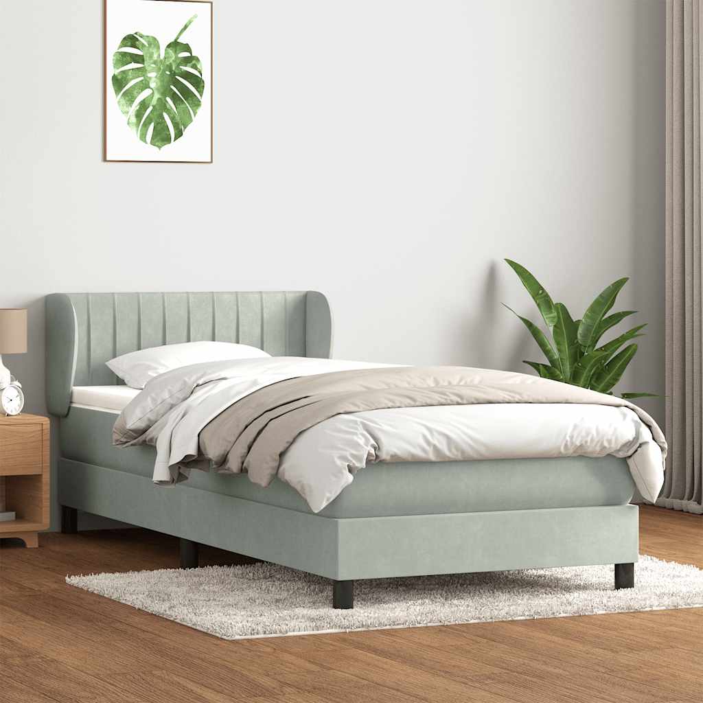 Boxspring met matras fluweel lichtgrijs 100x210 cm