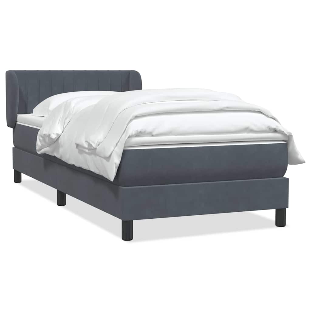 Boxspring met matras fluweel donkergrijs 100x210 cm