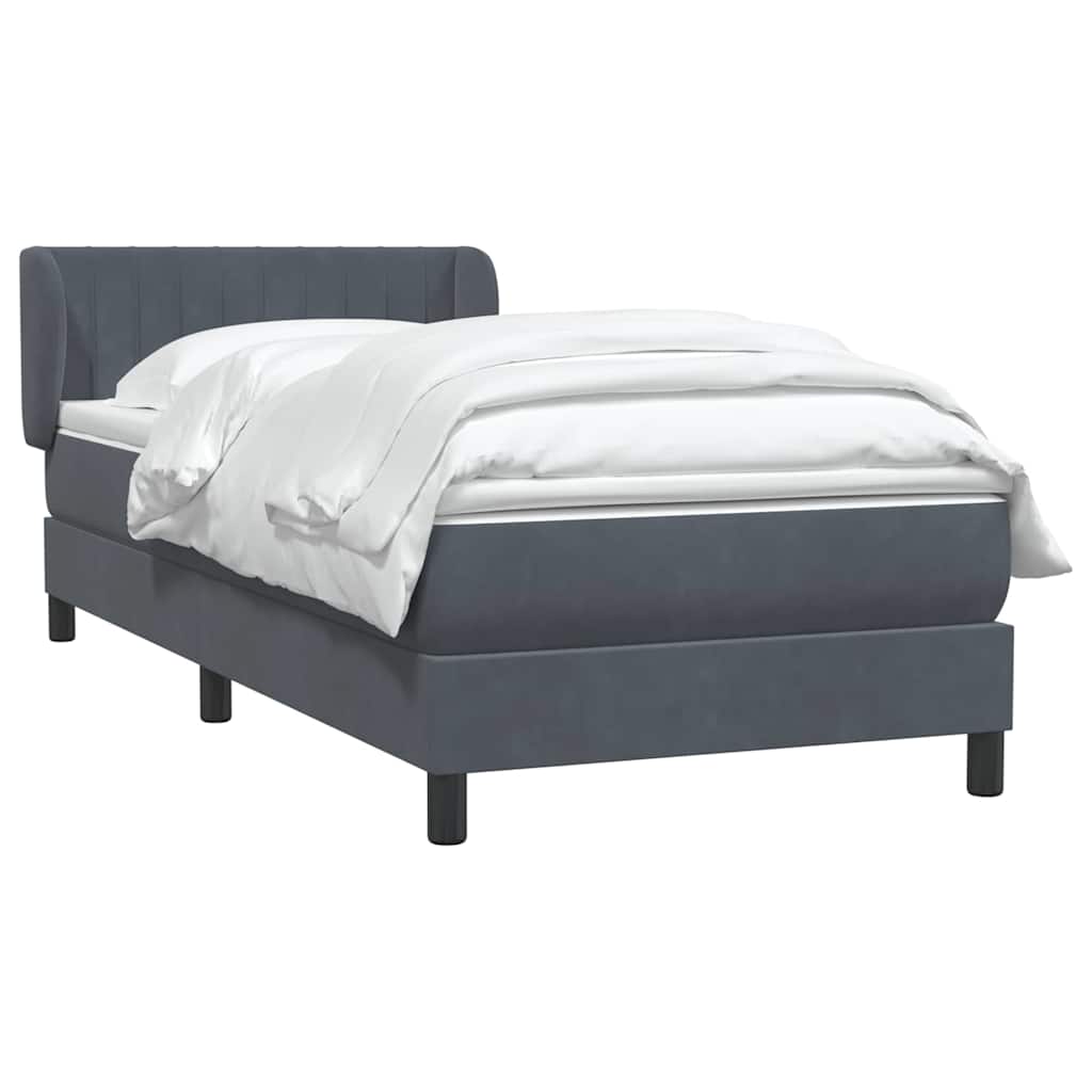 Boxspring met matras fluweel donkergrijs 100x210 cm