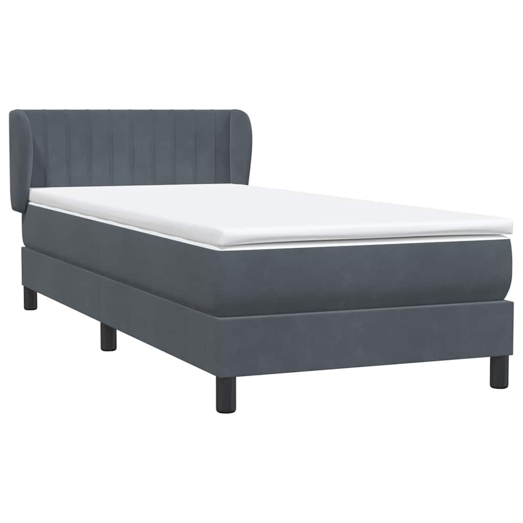 Boxspring met matras fluweel donkergrijs 100x210 cm