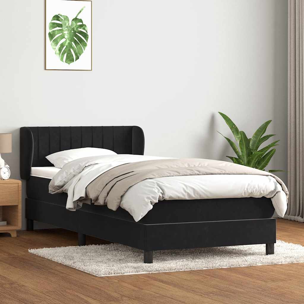Boxspring met matras fluweel zwart 100x210 cm