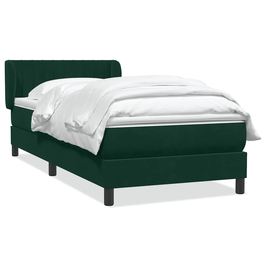 Boxspring met matras fluweel donkergroen 100x210 cm