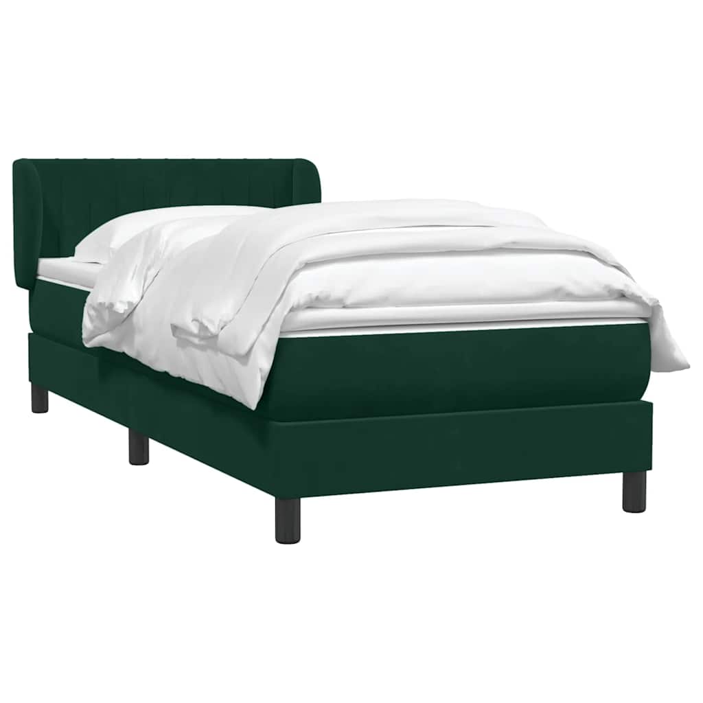 Boxspring met matras fluweel donkergroen 100x210 cm